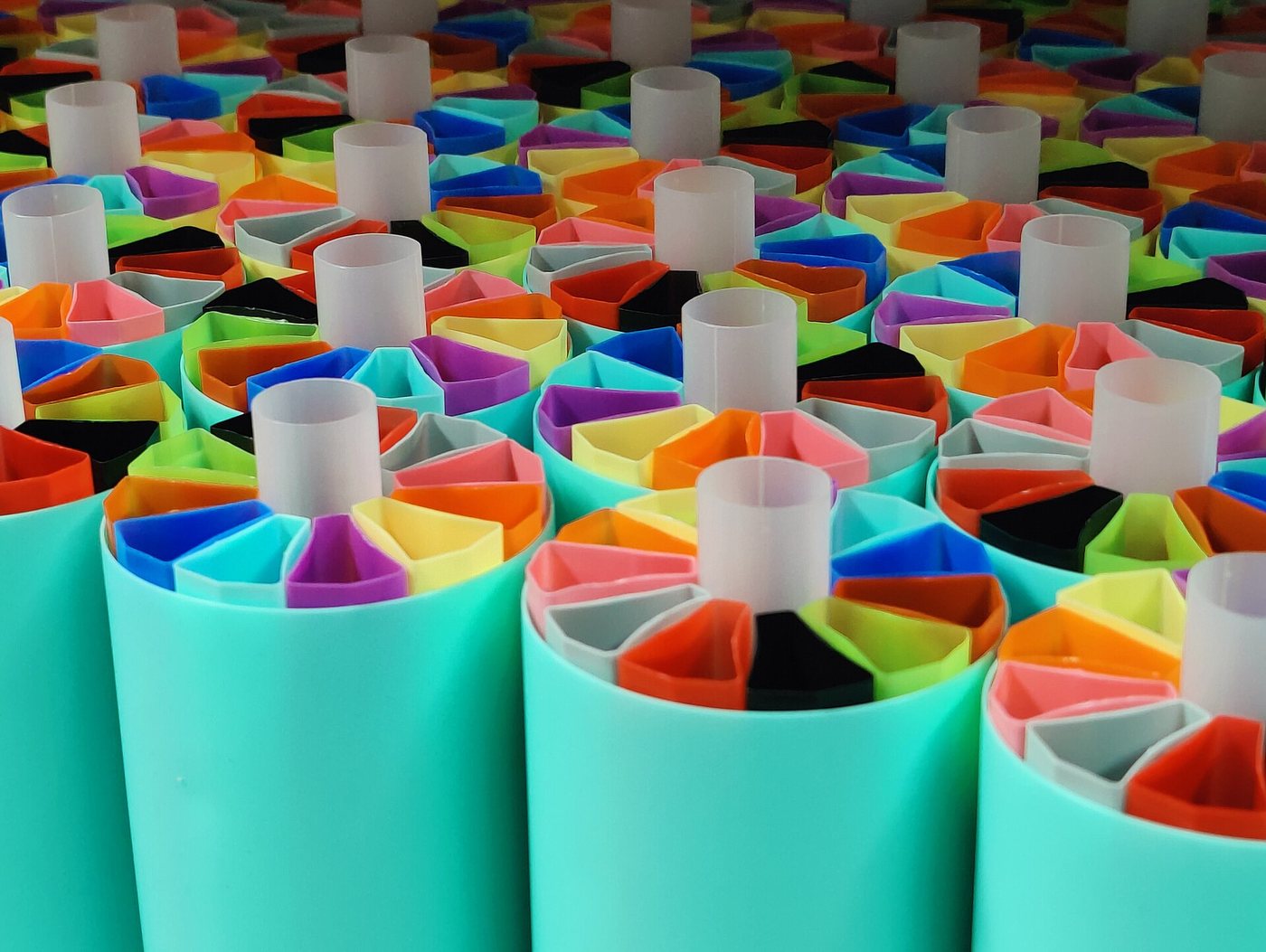 Colour-coded sample storage cases in a biobank